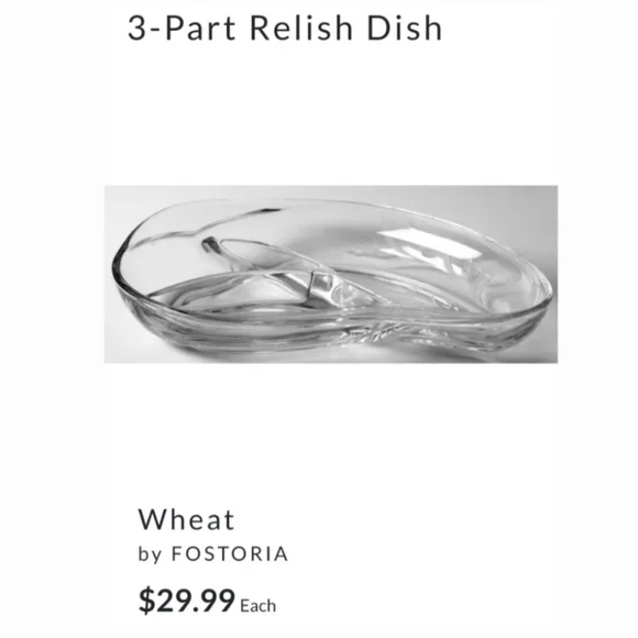 MCM Fostoria "Wheat" 3-part Clear Glossy Serving Dish - Picture 5 of 7